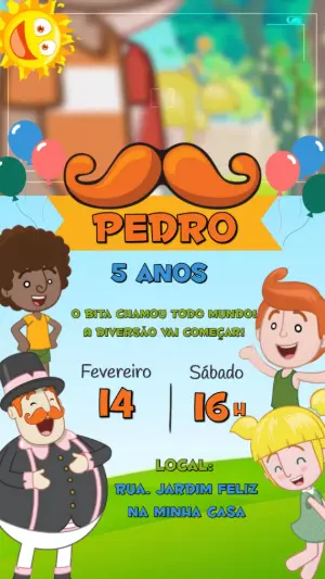 Convite Animado Mundo Bita para Aniversário Infantil Editável