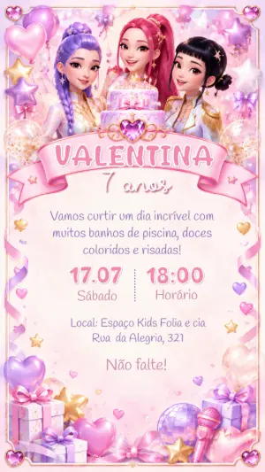 Invitation d'anniversaire KPop Demon Hunters – Statique – Felicity Artes