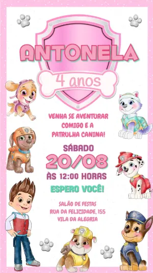 Paw Patrol Birthday Invitation – Static – Lily Arts Design