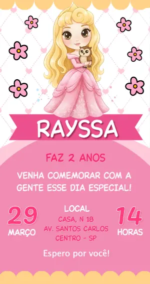Invitación de cumpleaños Princesas – Estático – CollorGraph EDITOR