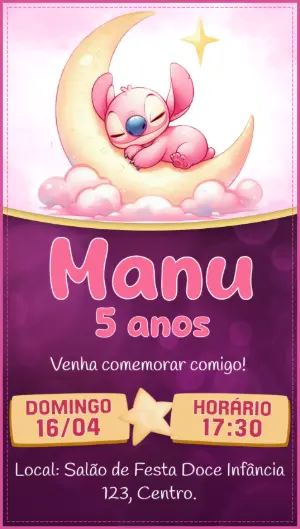 Invitación de cumpleaños Stitch – Estático – Idesign Personalizados