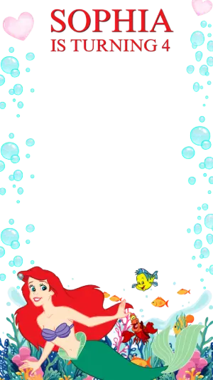 Little Mermaid Birthday Photo Frame Editable Template