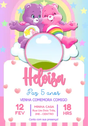 Convite de Aniversário Ursinhos Carinhosos Editável
