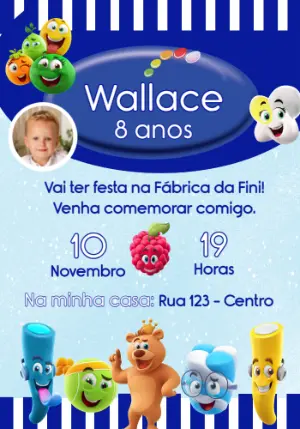 Convite Aniversário Balas Fini com Foto para Editar Online