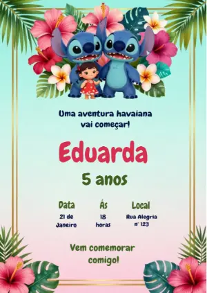 Invitación de cumpleaños Stitch – Estático – KC Design