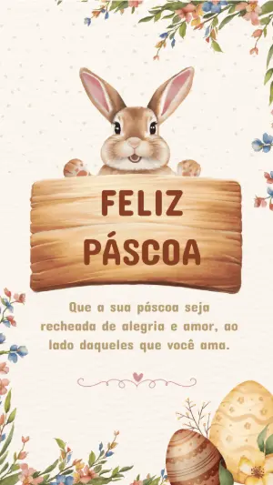 Cartão de Páscoa Fofo com Coelho para Editar e Enviar