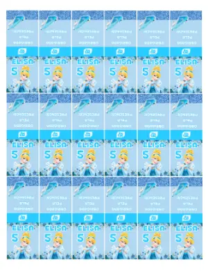 Rótulo Editável para Tic Tac Aniversário Cinderela Azul