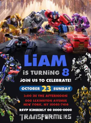 Transformers Birthday Invitation with Characters to Edit Online