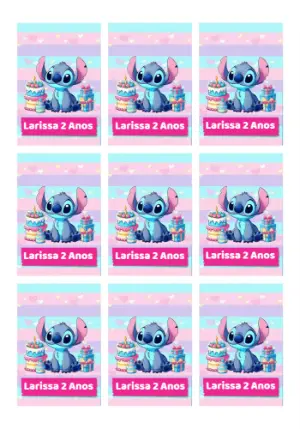 Tag de Aniversário Stitch Editável Online para Imprimir
