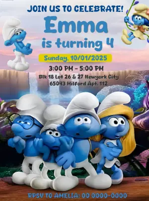 The Smurfs Birthday Invitation to Edit Online