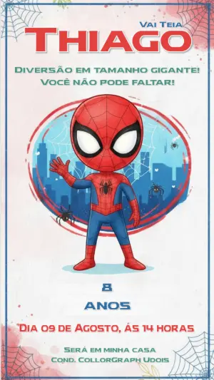 Convite de Aniversário Homem-Aranha Fofo para Editar Online