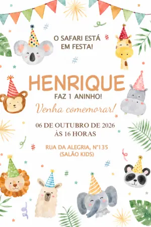 Safari Birthday Invitation – Static – Borboleta Convites