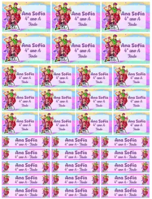 Etiquetas Escolares Dos Rosa Coloridas para Editar e Imprimir