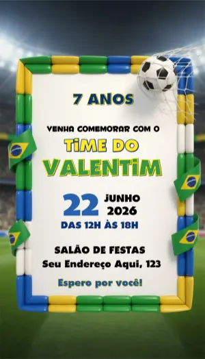 Soccer Birthday Invitation – Static – Convite digital - Edite você mesmo