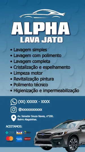 Cartão de Visita para Lava Jato Profissional para Editar