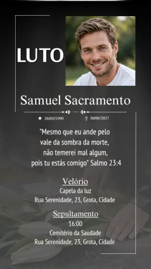 Nota de Pesar Sóbria com Foto para Editar