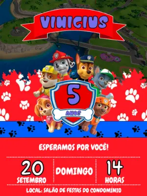Invito di compleanno Paw Patrol – Statico – Victor designer
