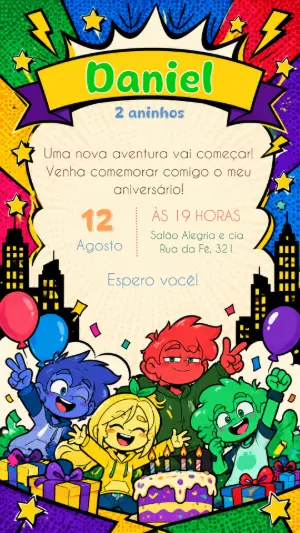Convite de Aniversário Mundo Torajo Editável Online