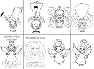 Mini Livro de Colorir Anjinhos para Batizado para Editar Online