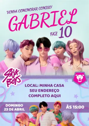 Invitation d'anniversaire KPop Demon Hunters – Statique – Mariana Correa