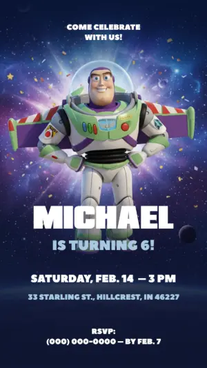 Buzz Lightyear Birthday Invitation | Editable Digital Template