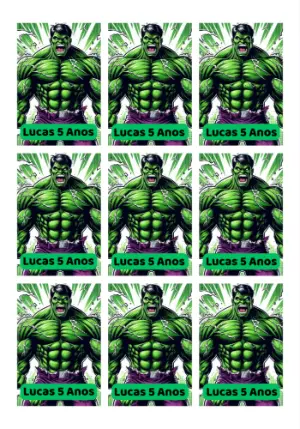 Tag de Aniversário Hulk para Editar e Imprimir