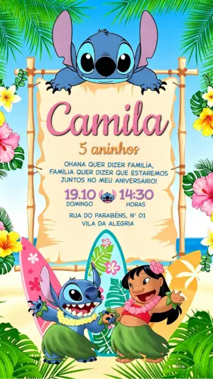 Stitch Birthday Invitation – Static – Festôu Convites