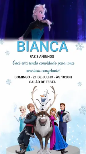 Convite Animado Frozen: Vídeo de Aniversário para Editar