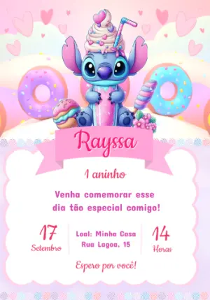 Invitación de cumpleaños Stitch – Estático – Criativa Sant