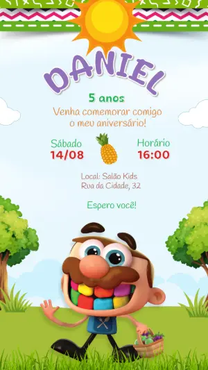 Convite de Aniversário José Comilão Editável