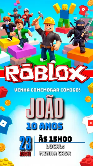 Invitación de cumpleaños Roblox – Estático – Alegria no ar