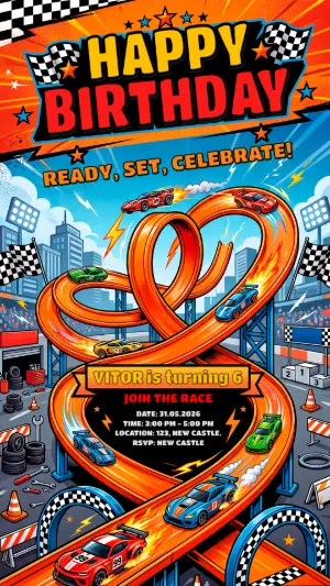 Hot Wheels Birthday Invitation | Editable Digital Template