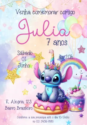 Invitación de cumpleaños Stitch – Estático – Julia B
