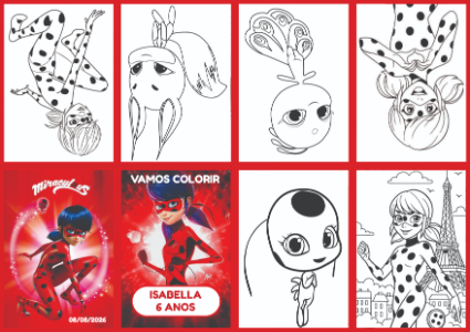 Livrinho de Colorir Ladybug para Aniversário Editável