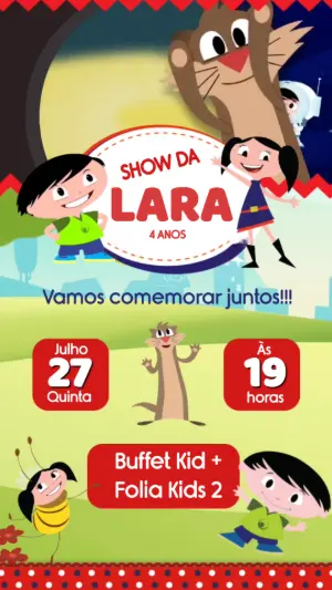 Convite Animado Show da Luna para Editar e Enviar Online