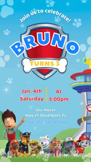 Animated Paw Patrol Birthday Video Invitation Template