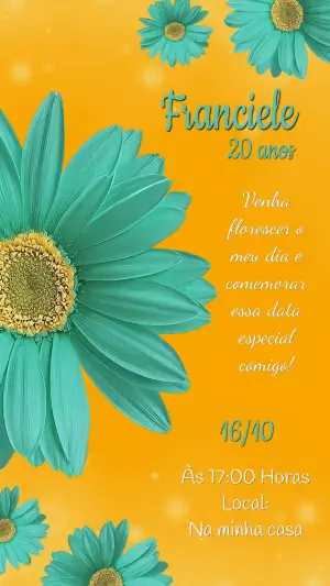 Convite de Aniversário Jardim de Margaridas para Editar Online