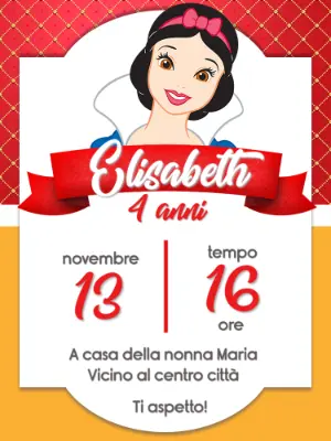 Invito Compleanno Biancaneve da Modificare Online