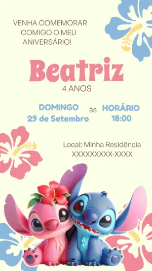 Stitch Birthday Invitation – Static – Tali Convites
