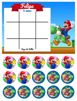 Lembrancinha Jogo da Velha Super Mario para Editar