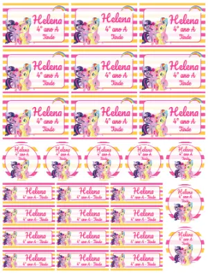 Kit de Etiquetas Escolares My Little Pony Editável para Imprimir