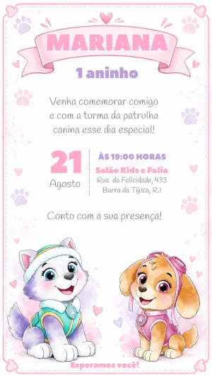 Invito di compleanno Paw Patrol – Statico – Felicity Artes