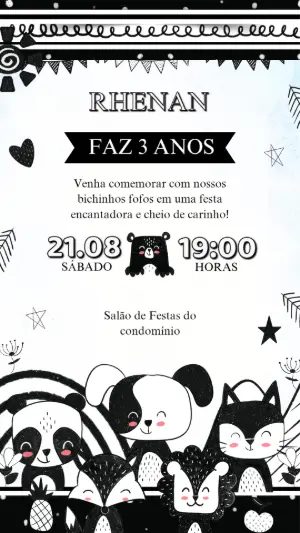 Animals Birthday Invitation – Static – Arte Coelho Digital