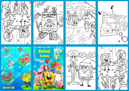 Livrinho de Colorir Bob Esponja para Aniversário Editável