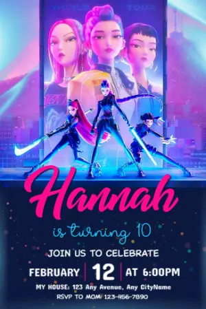 Invitation d'anniversaire KPop Demon Hunters – Statique – Jotta Arts