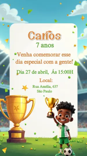 Soccer Birthday Invitation – Static – Convites Digitais Exclusivos