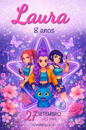 Invitation d'anniversaire KPop Demon Hunters – Statique – MR Produções