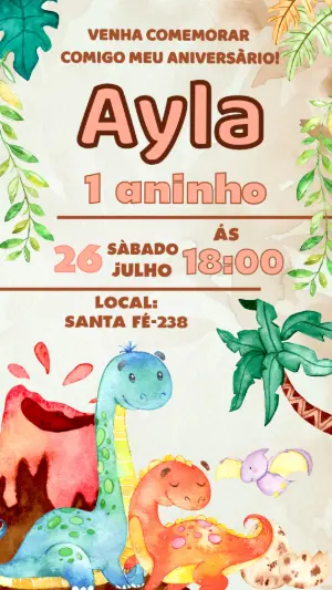 Invitación de cumpleaños Dinosaurio – Estático – Color Art Studio
