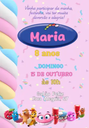 Convite Aniversário Bala Fini para Editar Online