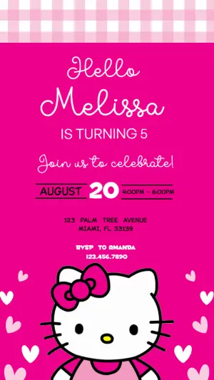 Editable Hello Kitty Birthday Invitation Template